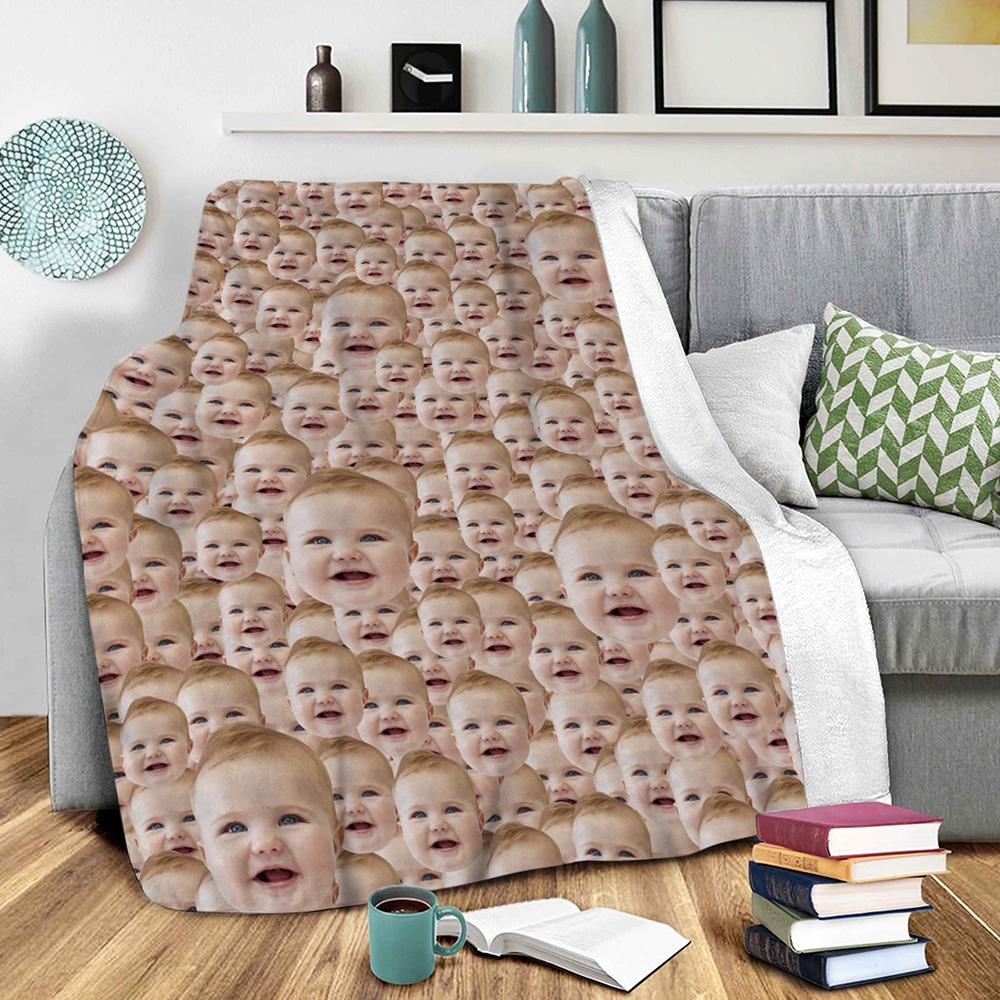 Custom Face Mash Blankets Personalized Pet And Person Fleece Blanket