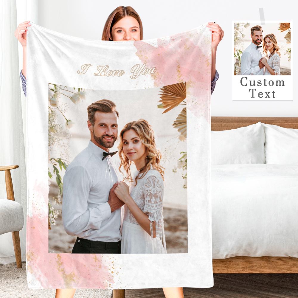 Custom Engraved Photo Collage Blanket Soft Flannel Throw Blankets Soft Room Decoration Surprise Gift For Mom On Anniversary (59"x78")