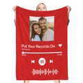 Scannable Music Code Photo Engraved Black Blanket Warm Thicken Blanket Optional Thickness Cozy Winter Warm Gift for Couple