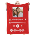 Scannable Spotify Code Photo Engraved Red Blanket Gifts for Couple