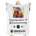Scannable Spotify Code Photo Engraved White Blanket Warm Thicken Blanket Optional Thickness Cozy Winter Warm Gifts for Couple