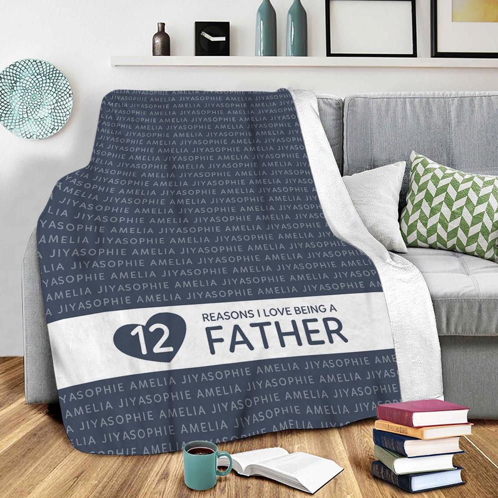 Reasons He Loves Being Grandpa Personalized Blanket Father's Day Gift