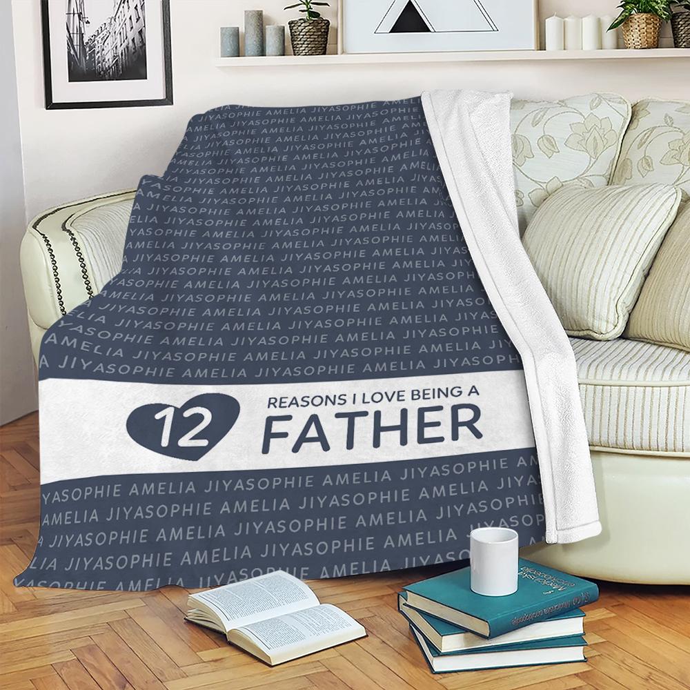 Reasons He Loves Being Grandpa Personalized Blanket Father's Day Gift
