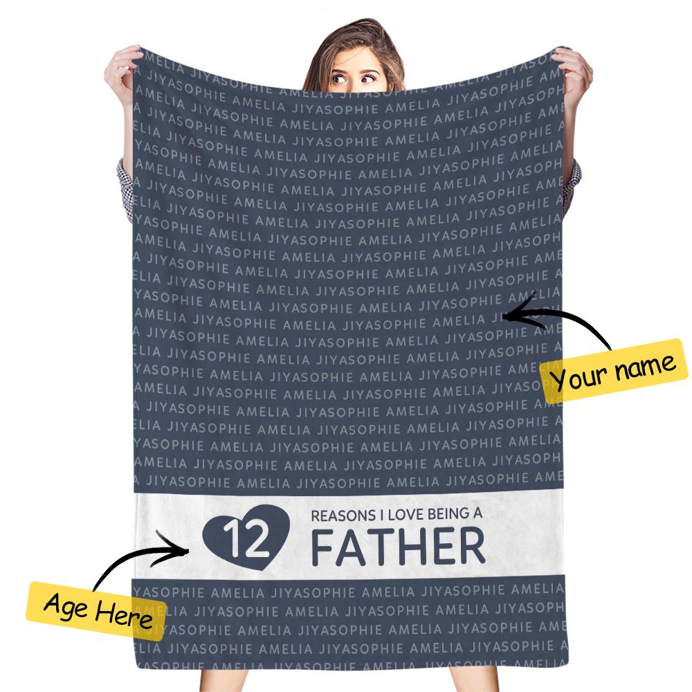 Reasons He Loves Being Grandpa Personalized Blanket Father's Day Gift