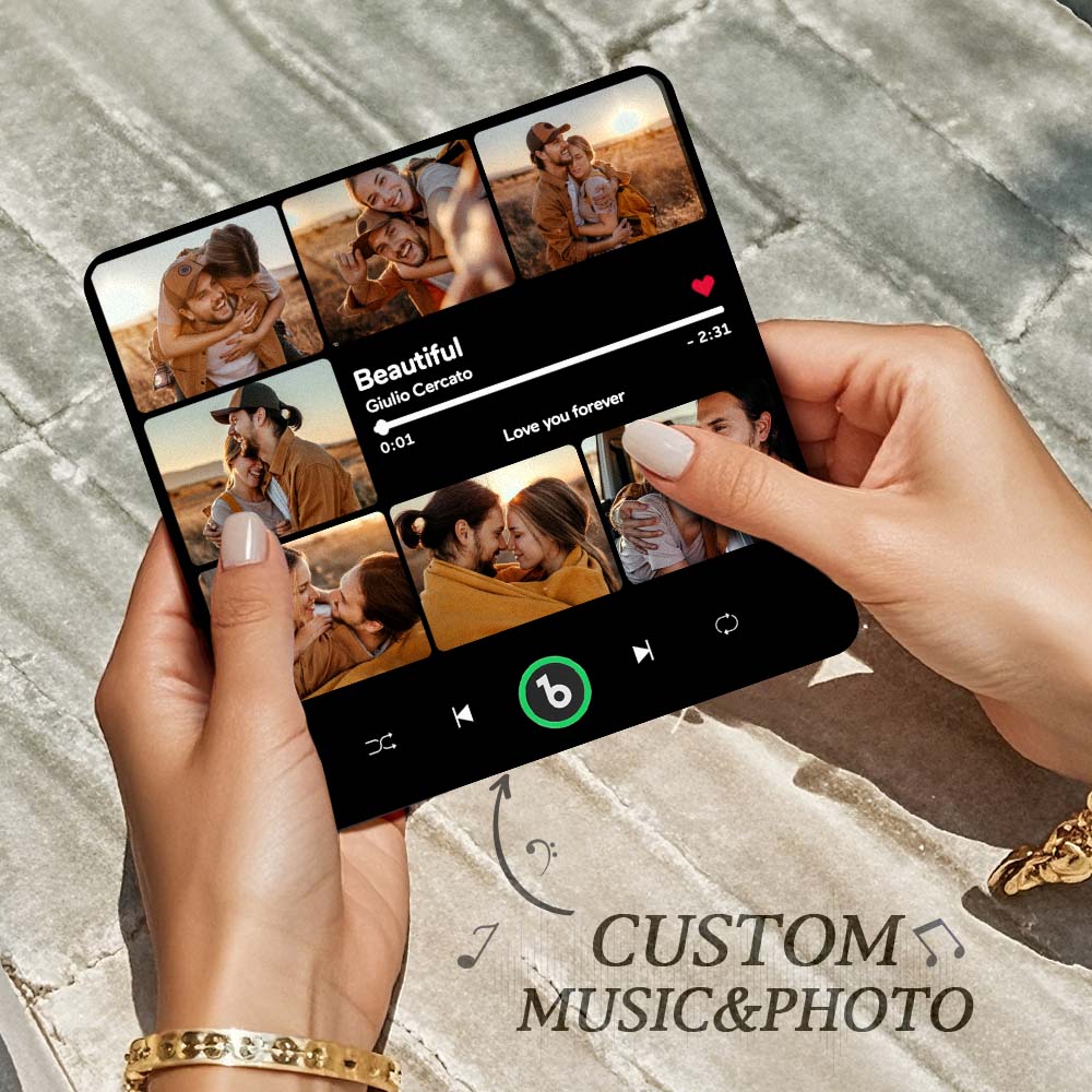 Custom Music & Multi Photo Fridge Magnet Personalized Photo Song Magnet That Can Play Music Halloween Gift for Couple