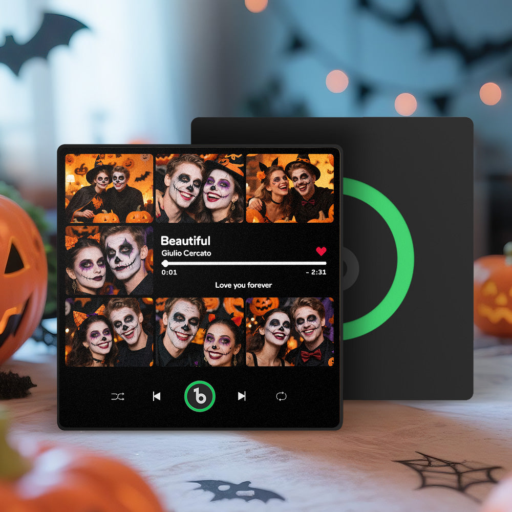 Custom Music & Multi Photo Fridge Magnet Personalized Photo Song Magnet That Can Play Music Halloween Gift for Couple