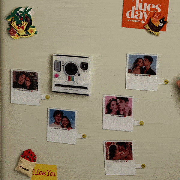 Custom Polaroid Photo Music Fridge Magnet Custom Photo, Light-Up, 1-6 Songs Valentine's Day Gifts