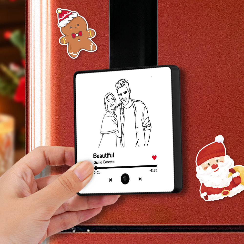 Custom Line Art Music Fridge Magnet Personalised Photo Fridge Magnet Can Play Songs  Christmas Gifts