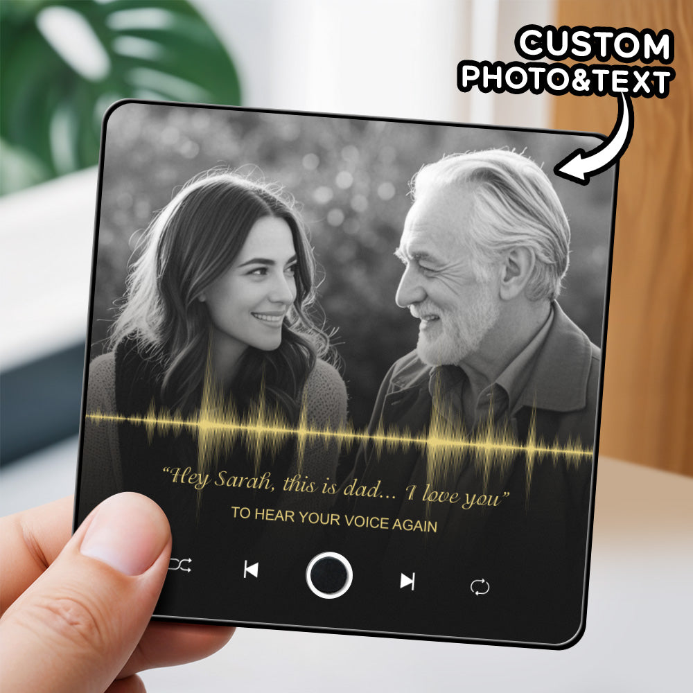 Customized Recording Fridge Magnet Record the Voices and Laughter of Loved Ones Memorial Gift Hear Your Voice Again Black and White Filter