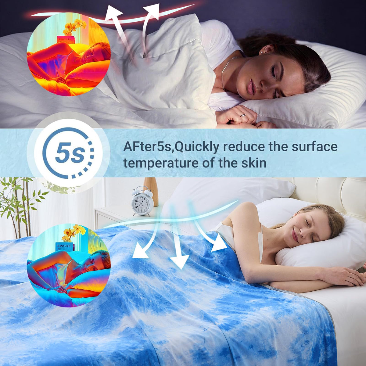 Cooling Blanket Queen Size (90"X90"), Cold Blanket for Hot Sleepers, Ultra-Cool Lightweight & Breathable, Soft Thin for Night Sweats, Bed & Couch