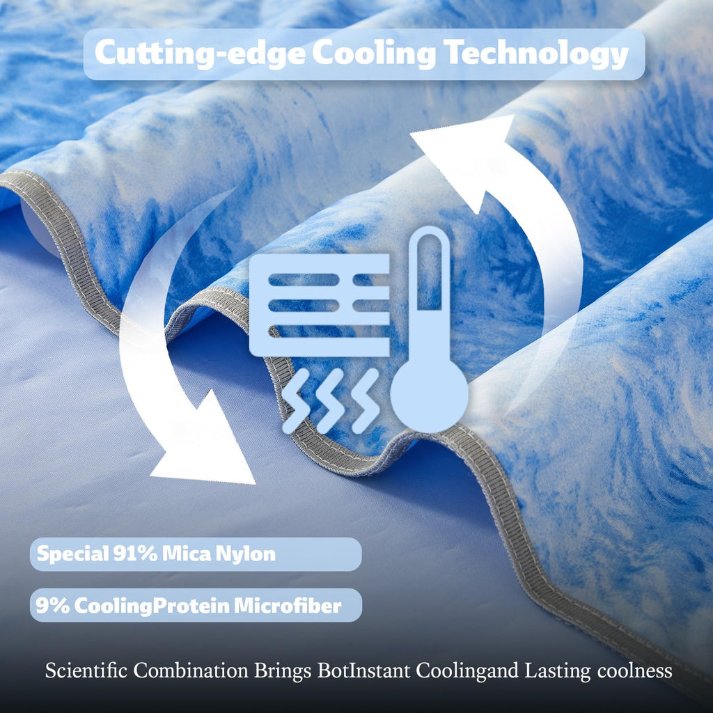 Cooling Blanket Queen Size (90"X90"), Cold Blanket for Hot Sleepers, Ultra-Cool Lightweight & Breathable, Soft Thin for Night Sweats, Bed & Couch