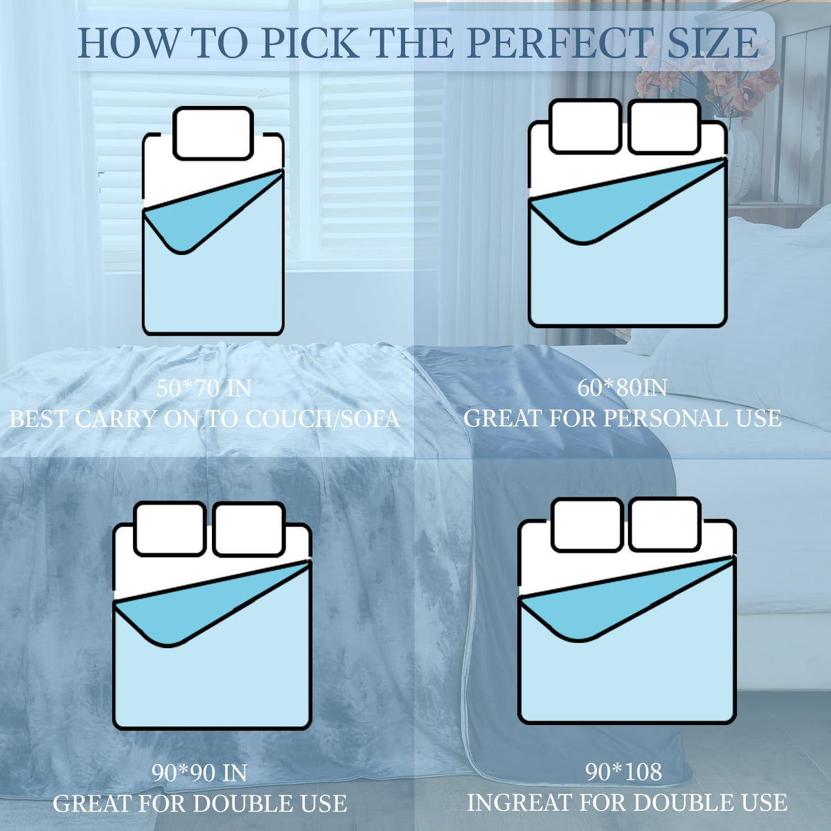 Cooling Blanket Queen Size (90"X90"), Cold Blanket for Hot Sleepers, Ultra-Cool Lightweight & Breathable, Soft Thin for Night Sweats, Bed & Couch