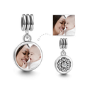 Petal Design Dangle Photo Charm Silver