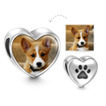Paw Print Heart Photo Charm Silver Gift For Her