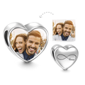 Infinity Love Heart Photo Charm Silver