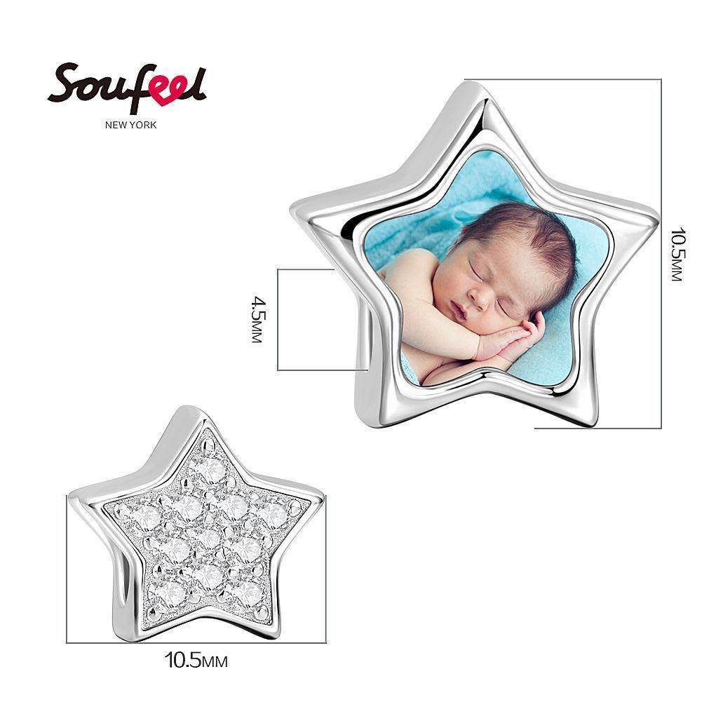 Soufeel Crystal Star Photo Charm Silver