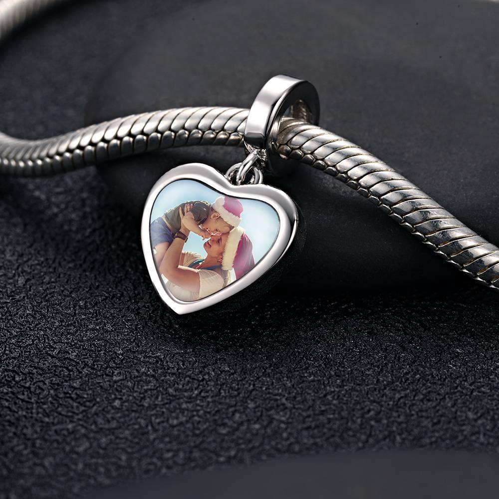 Photo Dangle Charm Little Pink Heart Silver