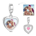 Photo Dangle Charm Little Pink Heart Silver