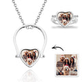 Photo Necklace, Photo Ring Gifts Dual-use (Ring Size 7#) Silver