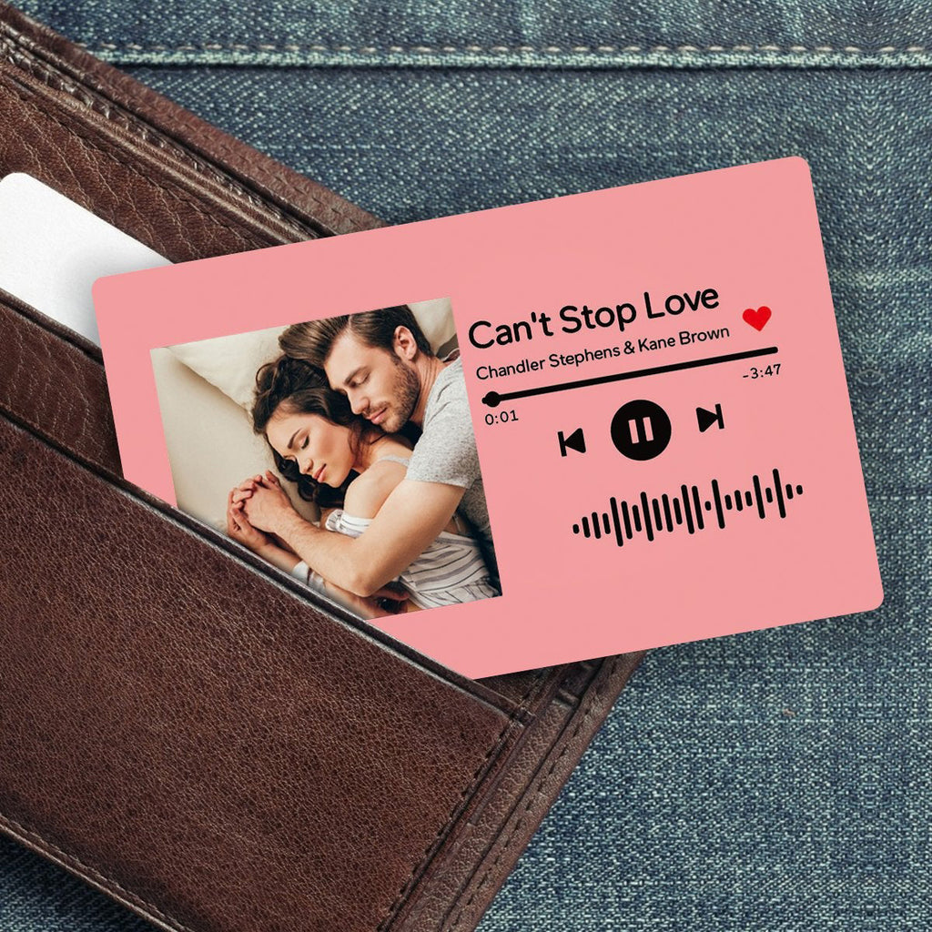 Custom Scannable Music Code Photo Wallet Insert Card Gifts for Him
