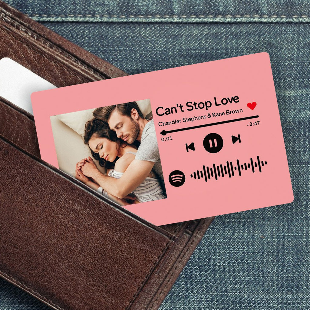 Custom Scannable Spotify Code Photo Wallet Insert Card Gifts for Him