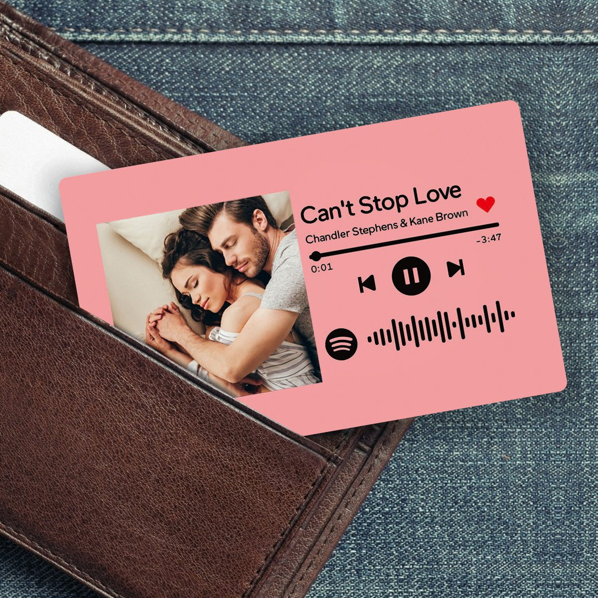 Custom Scannable Spotify Code Photo Wallet Insert Card Gifts for Him