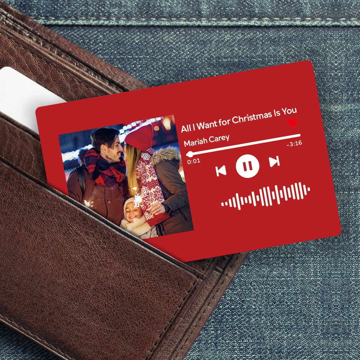 Custom Scannable Music Code Photo Wallet Insert Card
