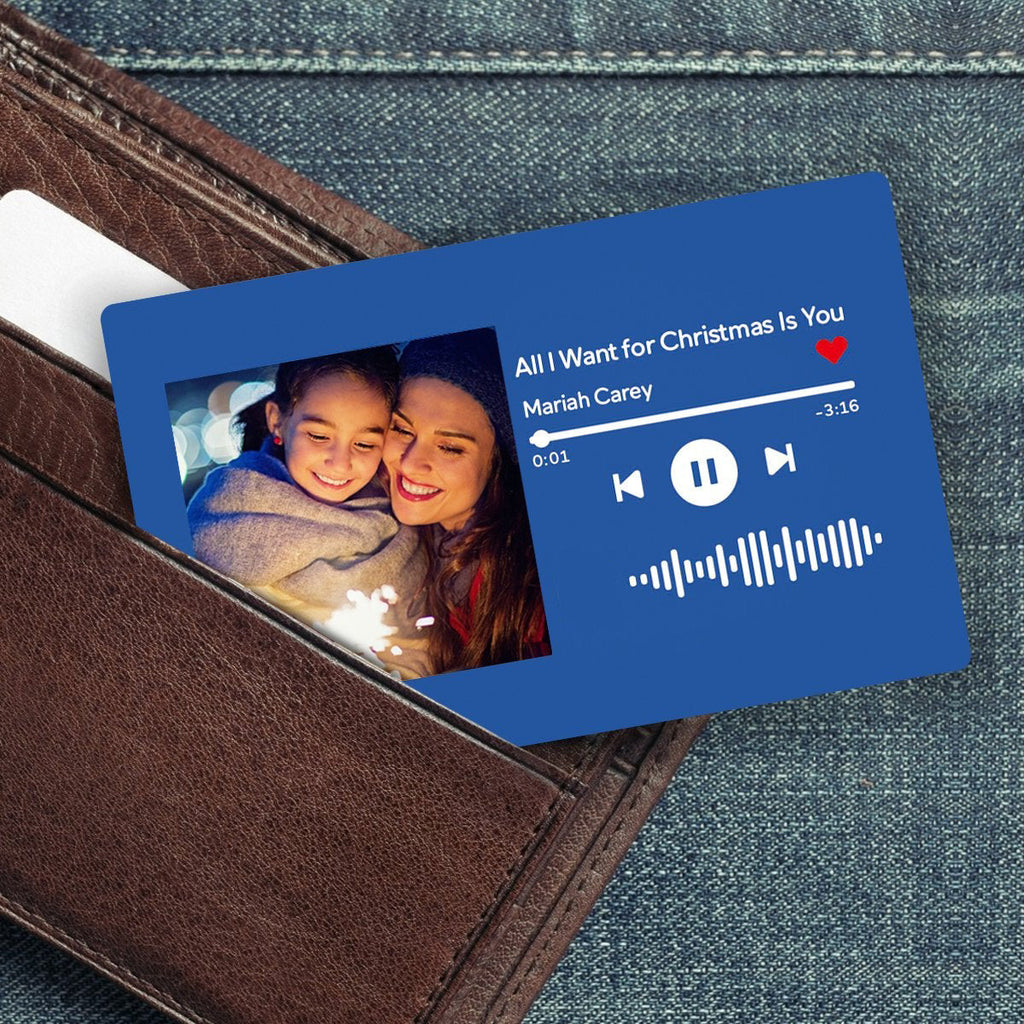 Scannable Music Code Photo Wallet Insert Card Gifts Blue