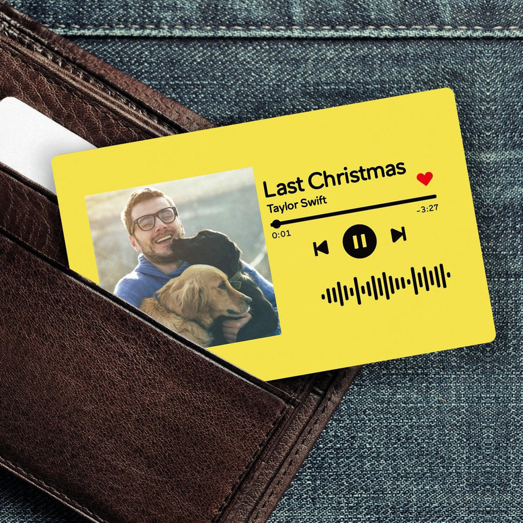 Custom Scannable Music Code Photo Wallet Insert Card Yellow