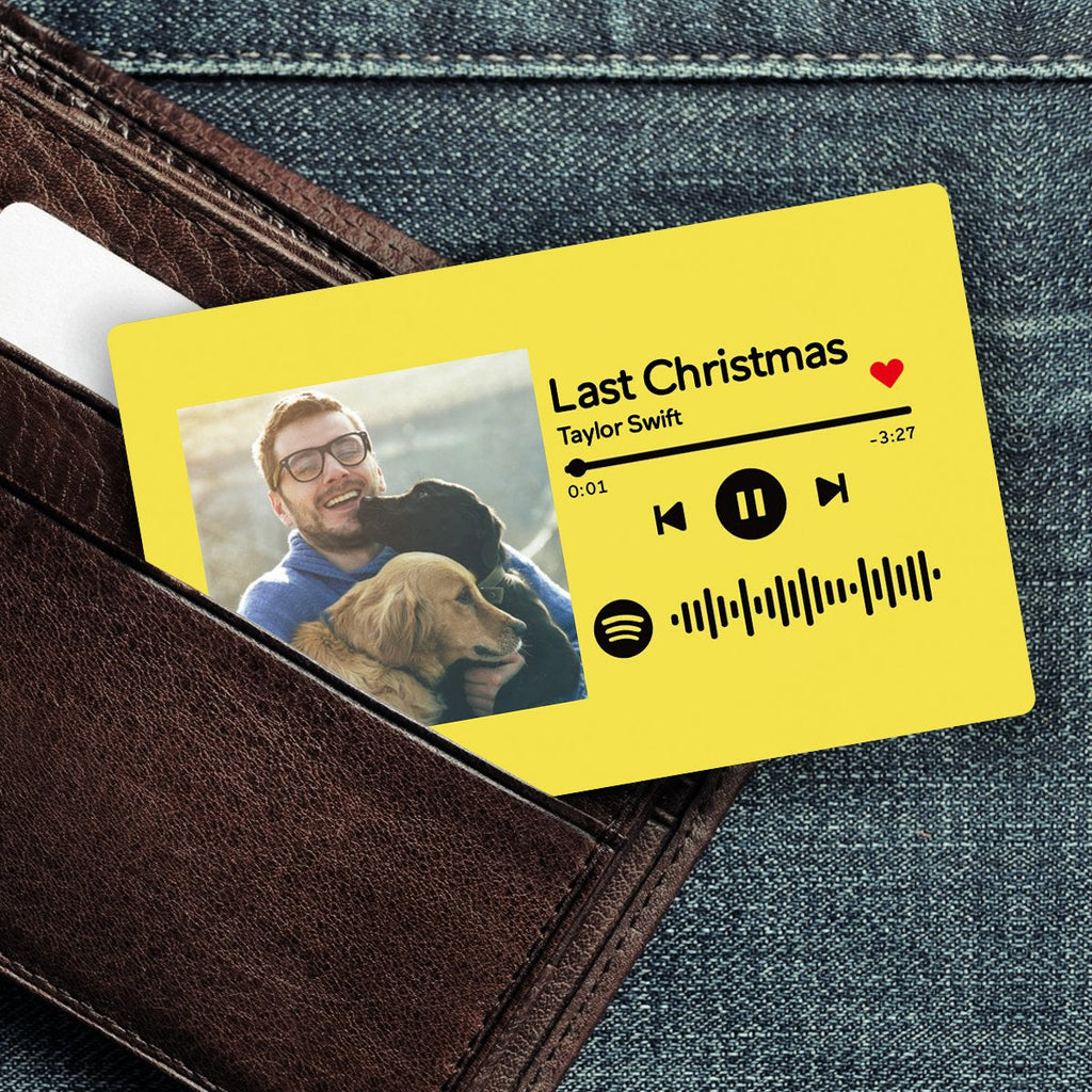 Custom Scannable Spotify Code Photo Wallet Insert Card Yellow