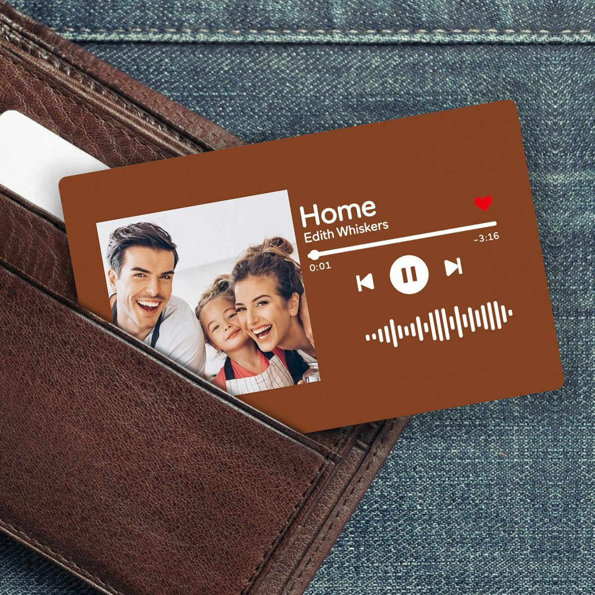 Scannable Music Code Photo Wallet Insert Card Gifts for Family