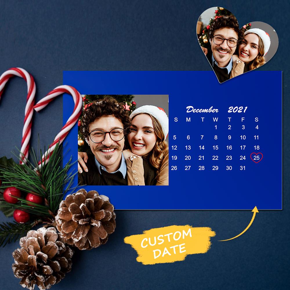 Custom Wallet Card Photo Calendar Card Engraved Wallet Card Blue