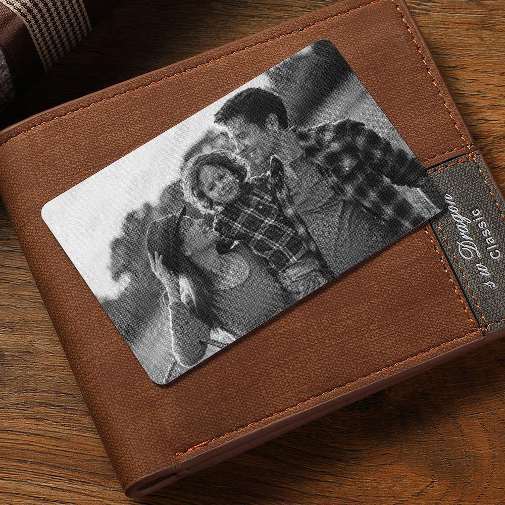 Custom Photo Wallet Insert Card Black for Father