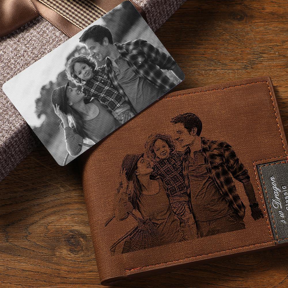 Custom Photo Wallet Insert Card Black for Father