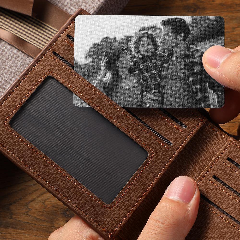 Custom Photo Wallet Insert Card Black for Father