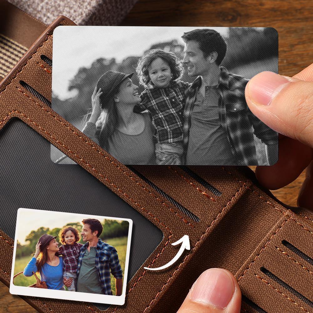 Custom Photo Wallet Insert Card Black for Father