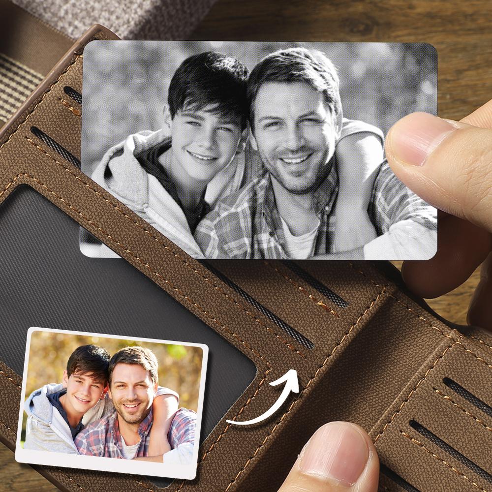 Custom Photo Wallet Insert Card Black for Father