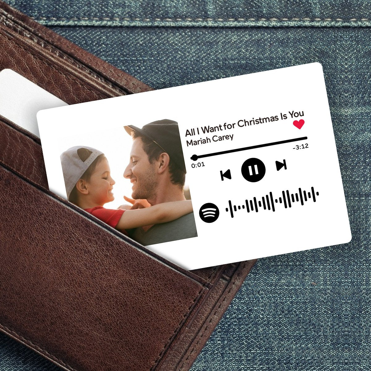 Scannable Spotify Code Photo Wallet Insert Card Gifts White