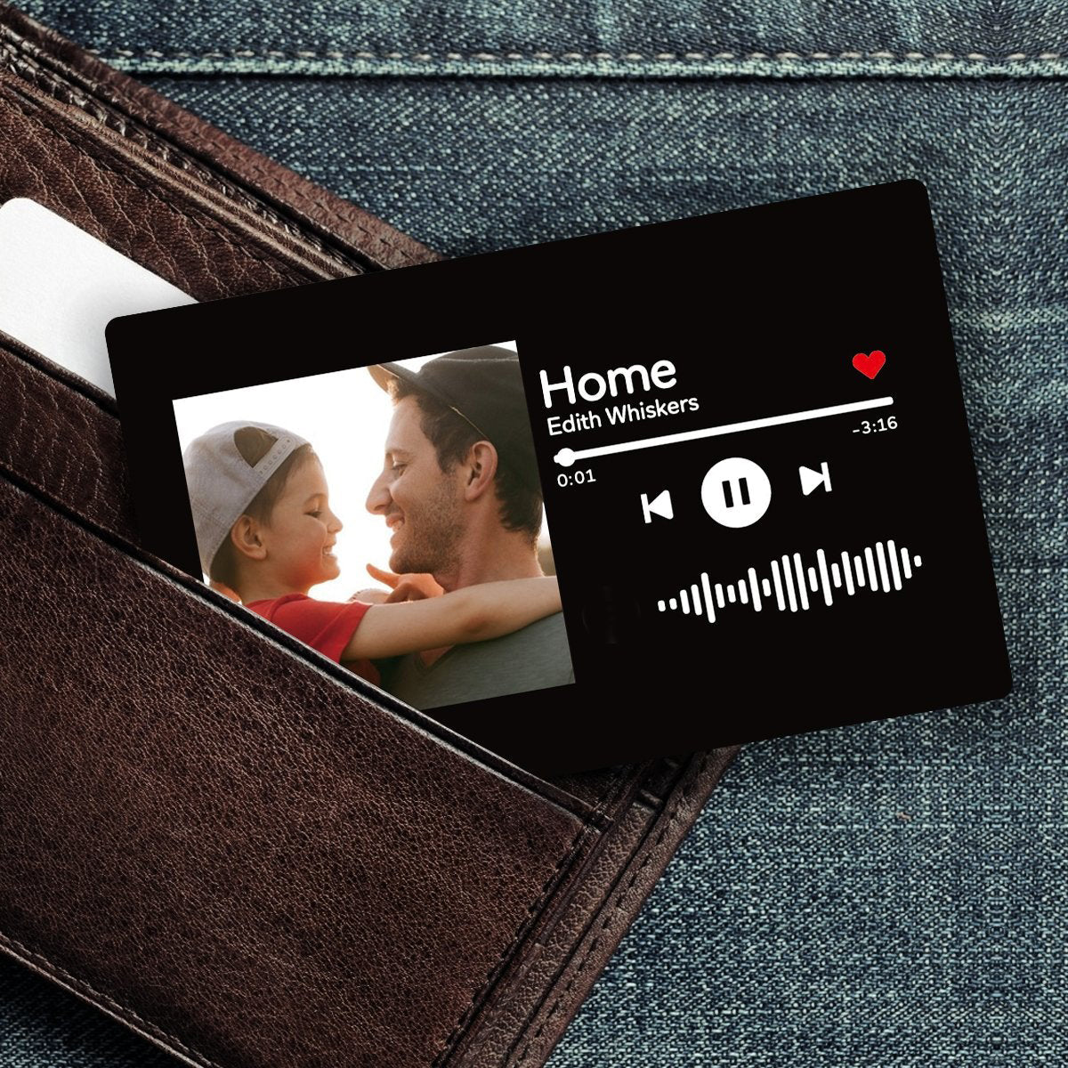 Scannable Music Code Photo Wallet Insert Card Gifts Black