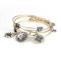 Four-Leaf Clover Photo Charm Bangle Set Of 3