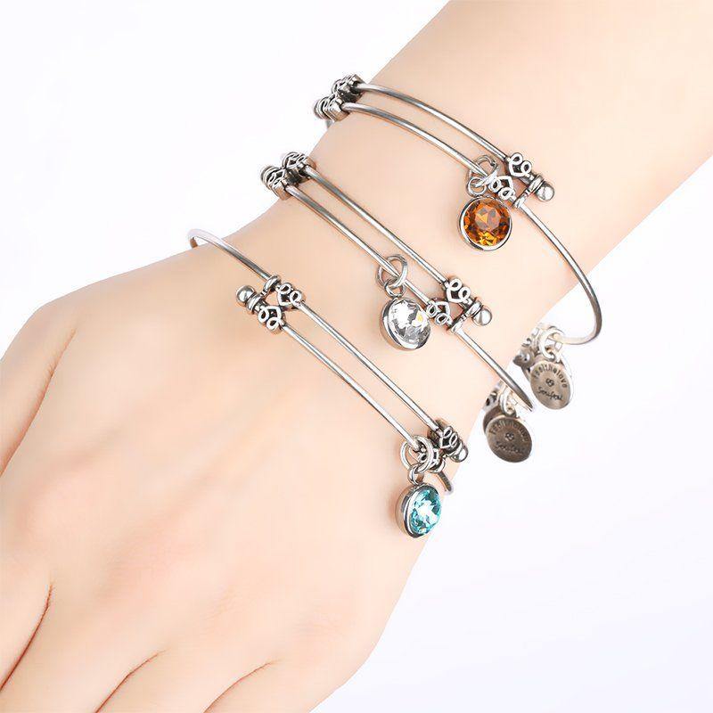November Birthstone Charm Bangle