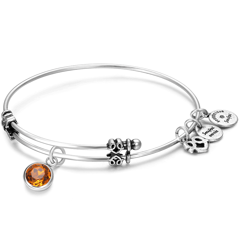 November Birthstone Charm Bangle