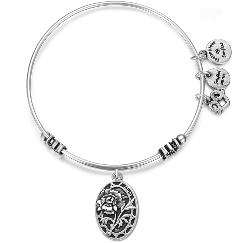 Carnation for Mom Charm Bangle