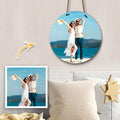 Custom Photo Round Wood Wall Art Gifts for Couple Frameless