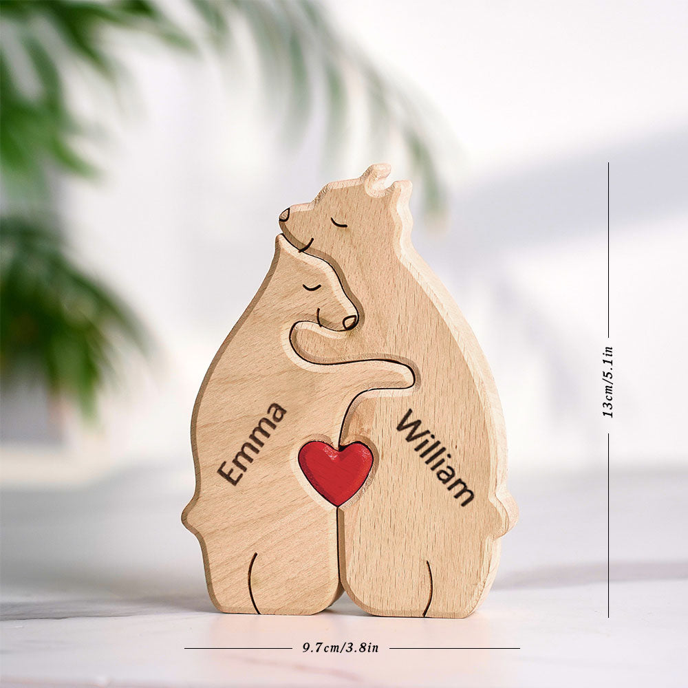 Custom Names Wooden Bear Family Puzzle Home Decor Gifts Personalized Mother's Day Gift For Family