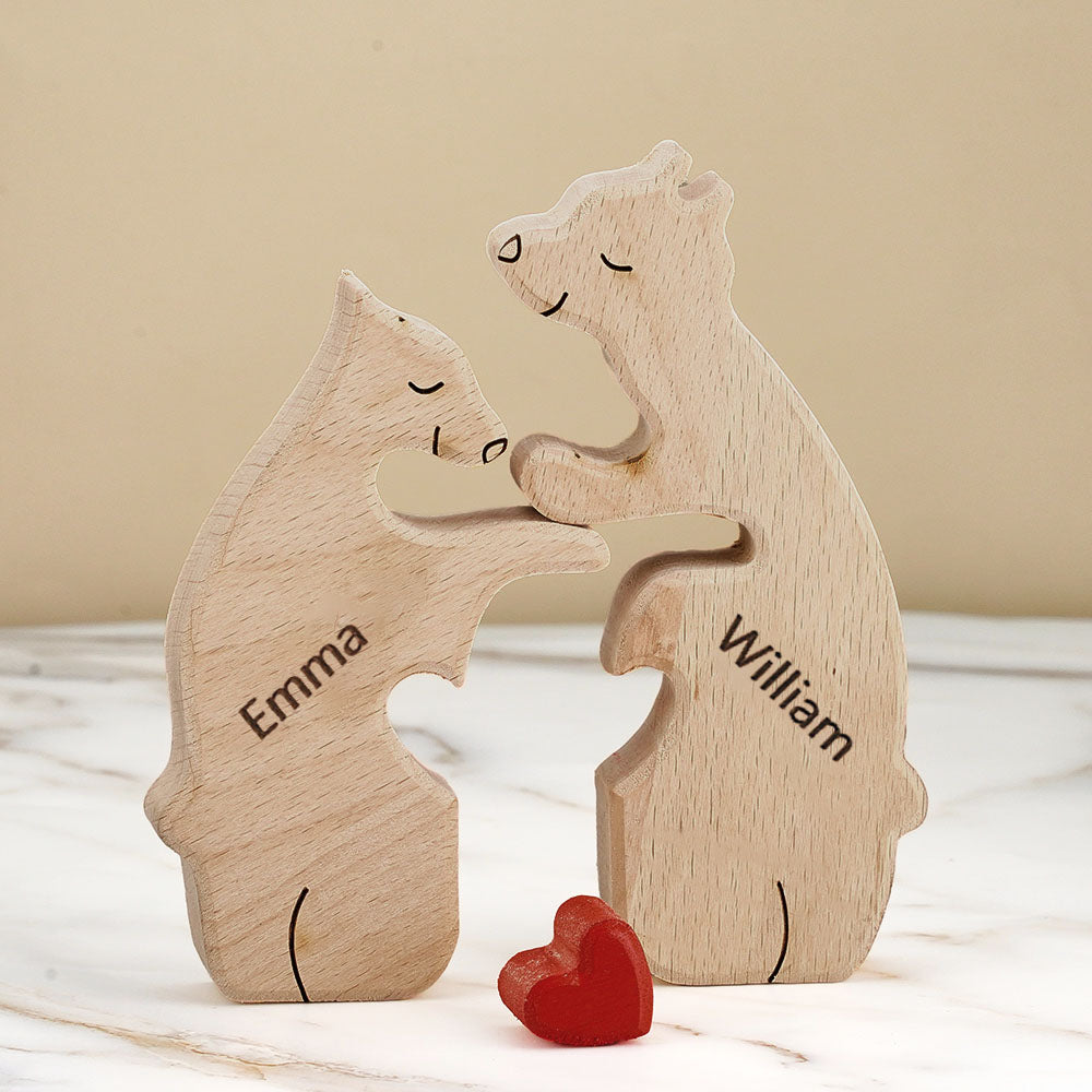 Custom Names Wooden Bear Family Puzzle Home Decor Gifts Personalized Mother's Day Gift For Family