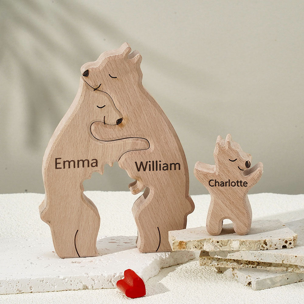 Custom Names Wooden Bear Family Puzzle Home Decor Gifts Personalized Mother's Day Gift For Family