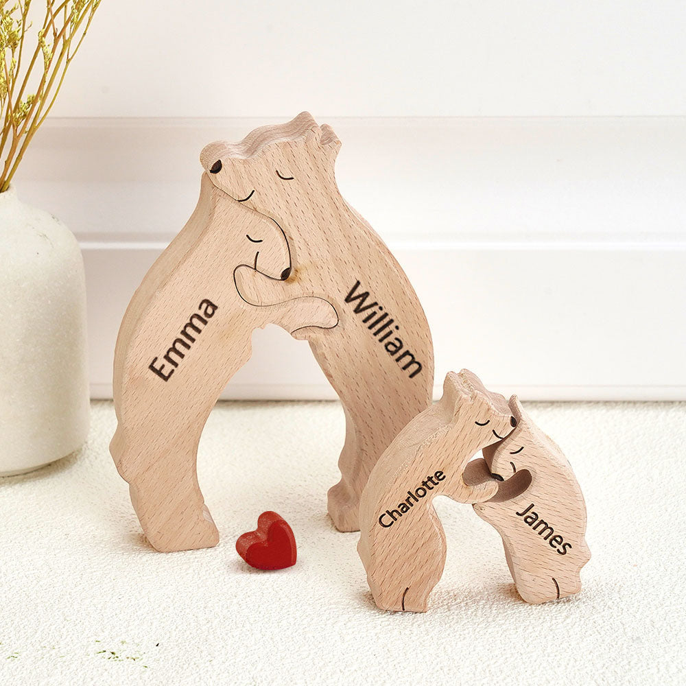 Custom Names Wooden Bear Family Puzzle Home Decor Gifts Personalized Mother's Day Gift For Family