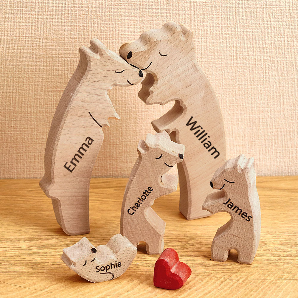 Custom Names Wooden Bear Family Puzzle Home Decor Gifts Personalized Mother's Day Gift For Family