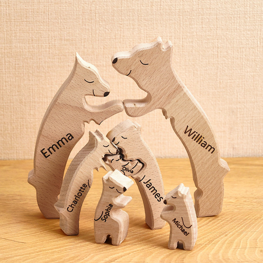 Custom Names Wooden Bear Family Puzzle Home Decor Gifts Personalized Mother's Day Gift For Family